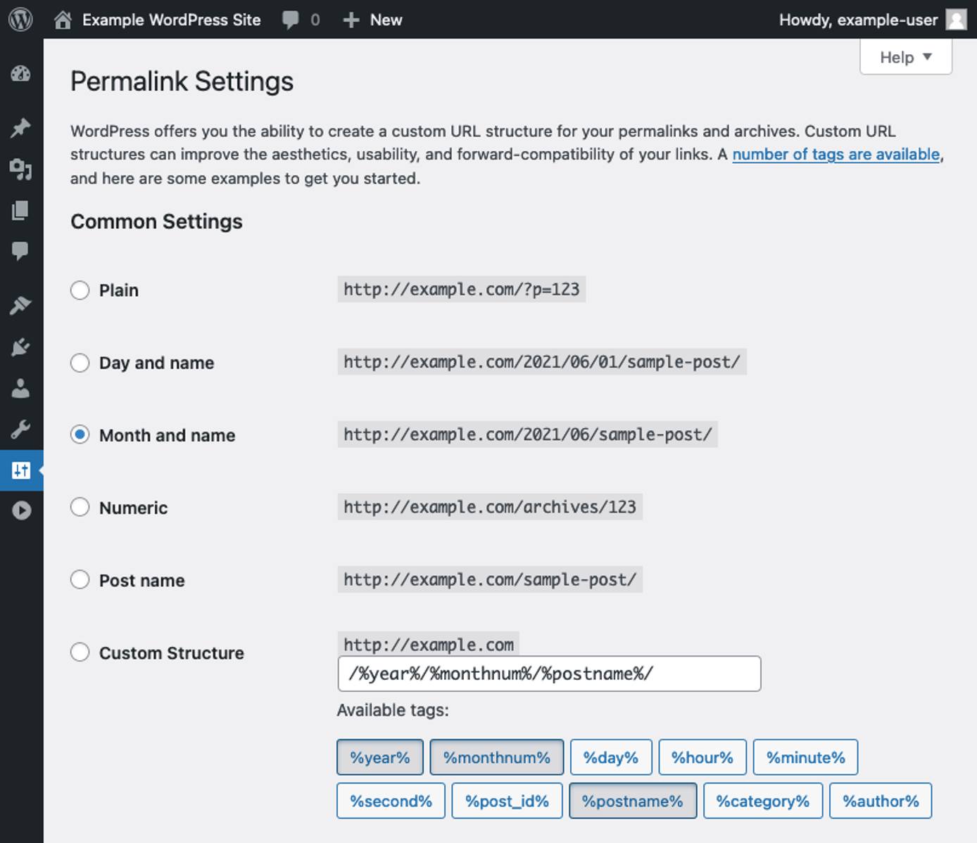 WordPress’s permalink style options WordPress’s permalink style options