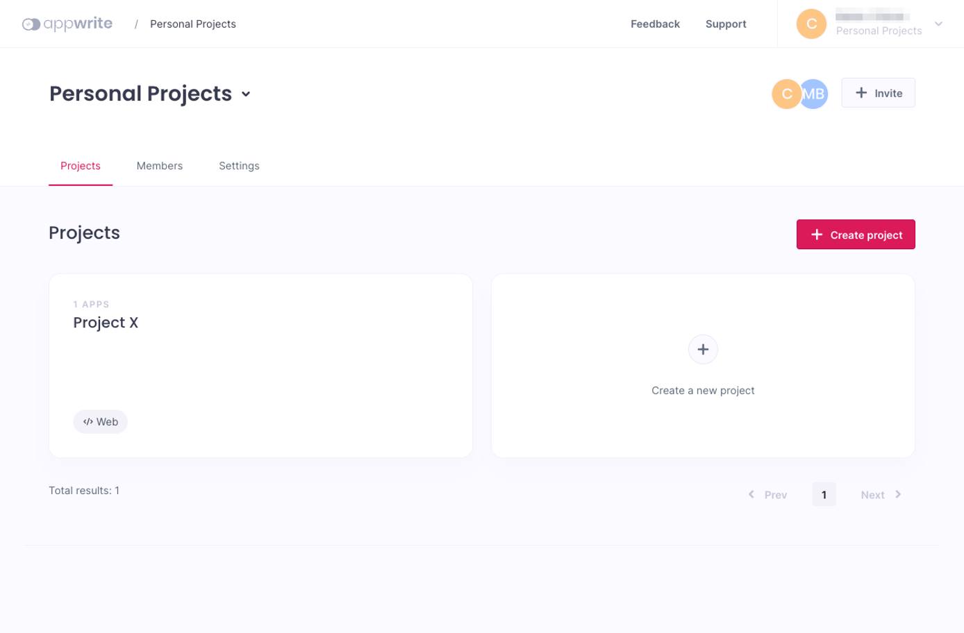 Appwrite dashboard Appwrite dashboard