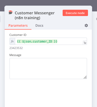 Add the Customer ID field to the customer messenger node Add the Customer ID field to the customer messenger node