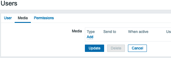 Enter media details for the user Enter media details for the user