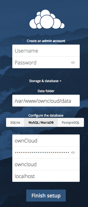 ownCloud database information ownCloud database information